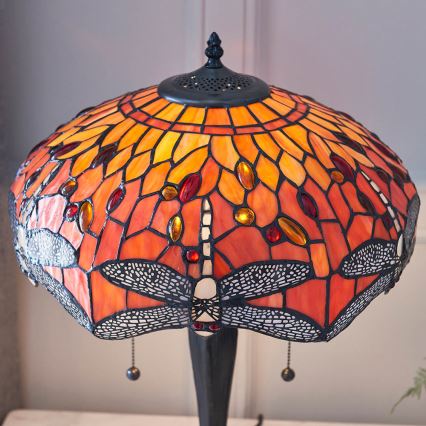 Endon 64093 - Lampa stołowa Tiffany DRAGONFLY 2xE27/60W/230V średnica 41 cm