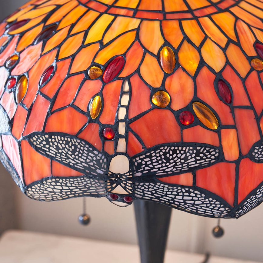 Endon 64093 - Lampa stołowa Tiffany DRAGONFLY 2xE27/60W/230V średnica 41 cm
