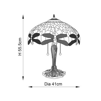 Endon 64093 - Lampa stołowa Tiffany DRAGONFLY 2xE27/60W/230V średnica 41 cm