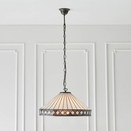 Endon 64147 - Żyrandol na łańcuchu Tiffany FARGO 1xE27/60W/230V śr. 50 cm
