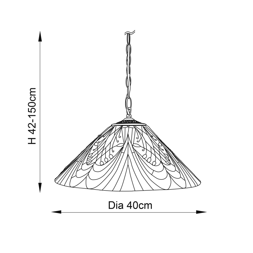 Endon 64162 - Żyrandol na łańcuchu HECTOR 1xE27/60W/230V śr. 40 cm
