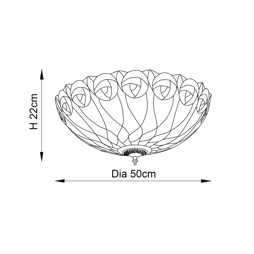 Endon 64173 - Plafon HUTCHINSON 2xE27/60W/230V śr. 50 cm