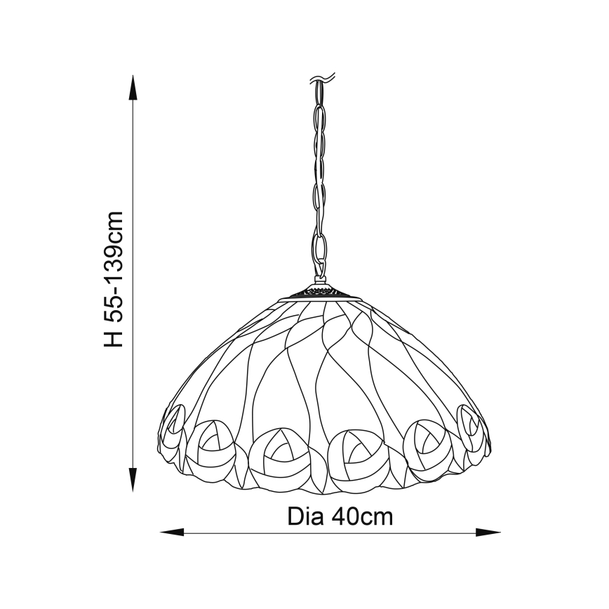 Endon 64176 - Żyrandol na łańcuchu Tiffany HUTCHINSON 1xE27/60W/230V Ø 40 cm