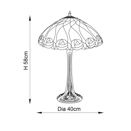 Endon 64177 - Lampa stołowa Tiffany HUTCHINSON 1xE27/60W/230V, średnica 40 cm