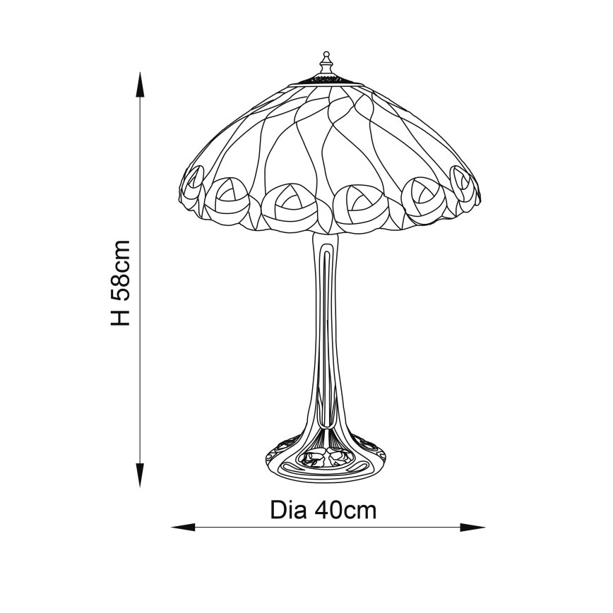 Endon 64177 - Lampa stołowa Tiffany HUTCHINSON 1xE27/60W/230V, średnica 40 cm