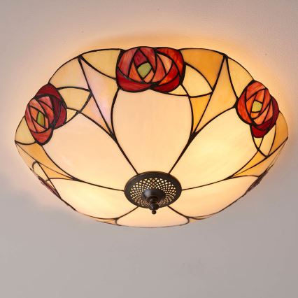 Endon 64182 - Oprawa sufitowa Tiffany INGRAM 2xE27/60W/230V śr. 45 cm