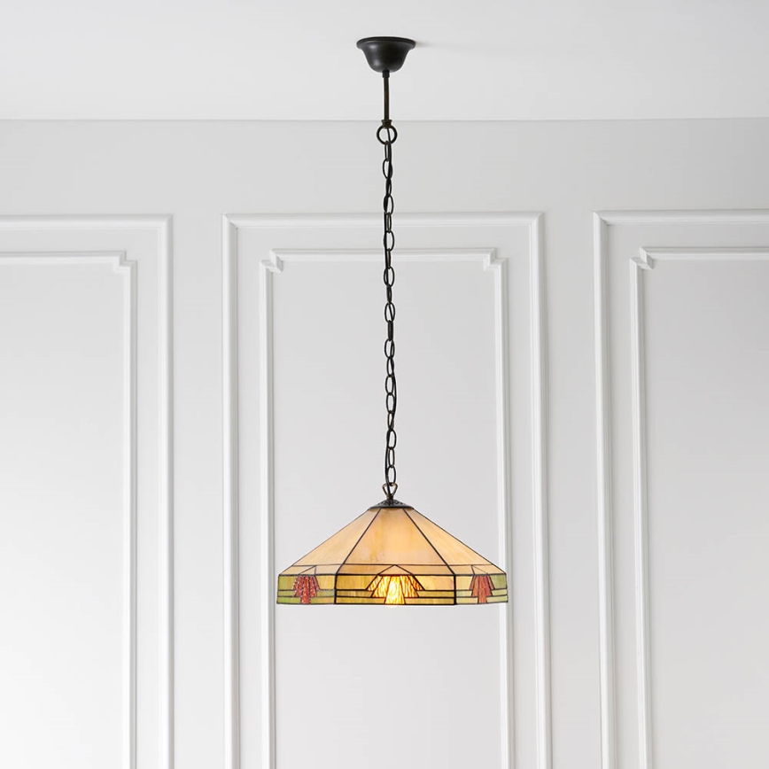 Endon 64285 - Żyrandol na łańcuchu Tiffany NEVADA 1xE27/60W/230V śr. 35 cm