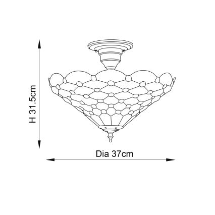 Endon 64300 - Przysufitowy żyrandol Tiffany PEARL 3xE27/60W/230V Ø 37 cm