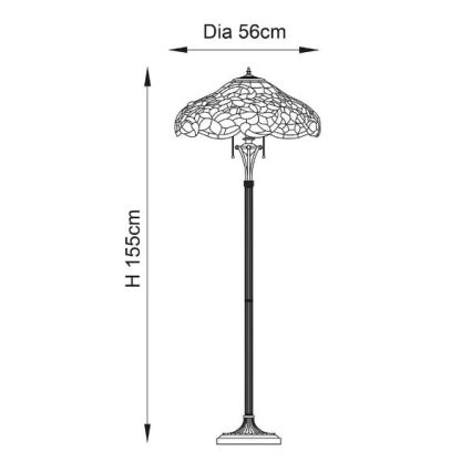 Endon 64323 - Lampa podłogowa Tiffany SULLIVAN 2xE27/60W/230V Ø 56 cm