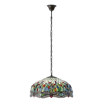 Endon 66148 - Żyrandol na łańcuchu Tiffany DRAGONFLY 3xE27/60W/230V Ø 50 cm