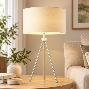 Endon 66986 - Lampa stołowa TRI 1xE27/40W/230V matowy chrom/kremowy