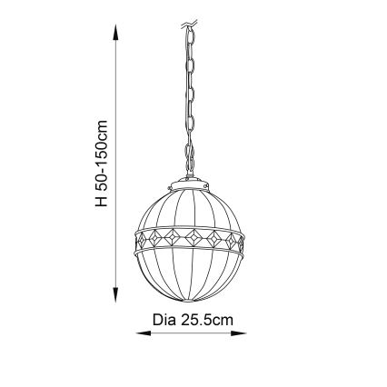 Endon 67044 - Żyrandol na łańcuchu Tiffany FARGO 1xE14/40W/230V Ø 25,5 cm