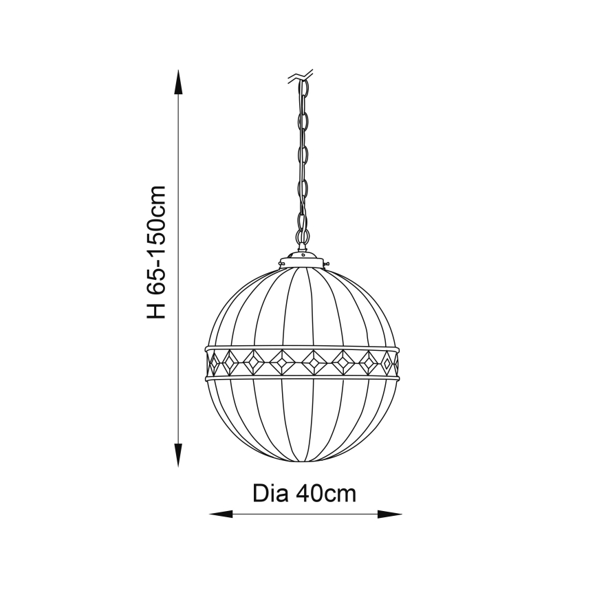 Endon 67045 - Żyrandol na łańcuchu Tiffany FARGO 1xE27/60W/230V Ø 40 cm