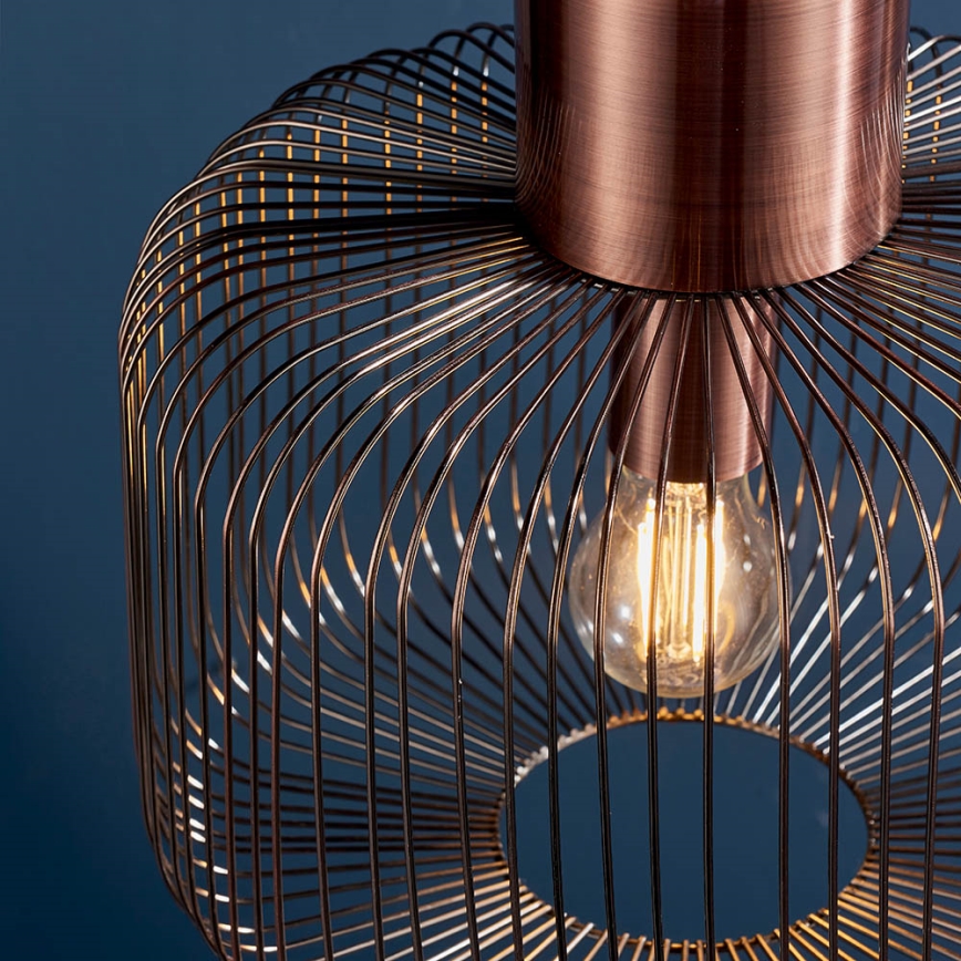 Endon 68986 - Żyrandol na lince NICOLA 1xE27/40W/230V miedziany