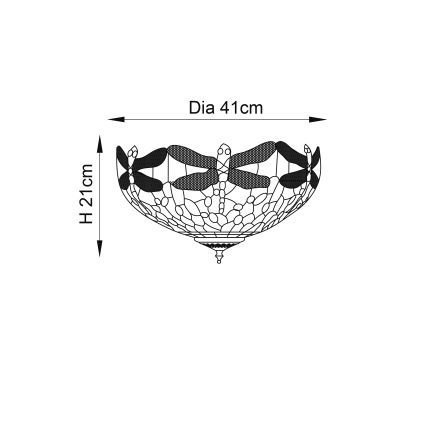Endon 70722 - Lampa sufitowa Tiffany DRAGONFLY 2xE27/60W/230V Ø 41 cm