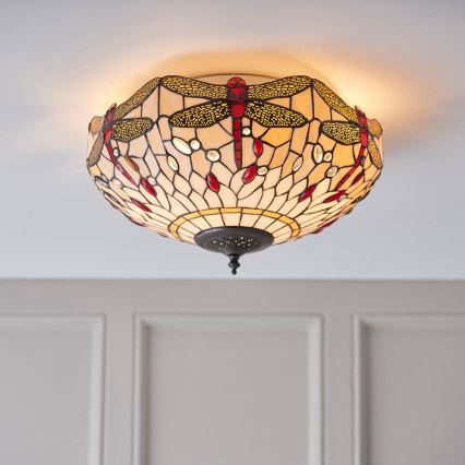 Endon 70723 - Lampa sufitowa Tiffany DRAGONFLY 2xE27/60W/230V, średnica 41 cm