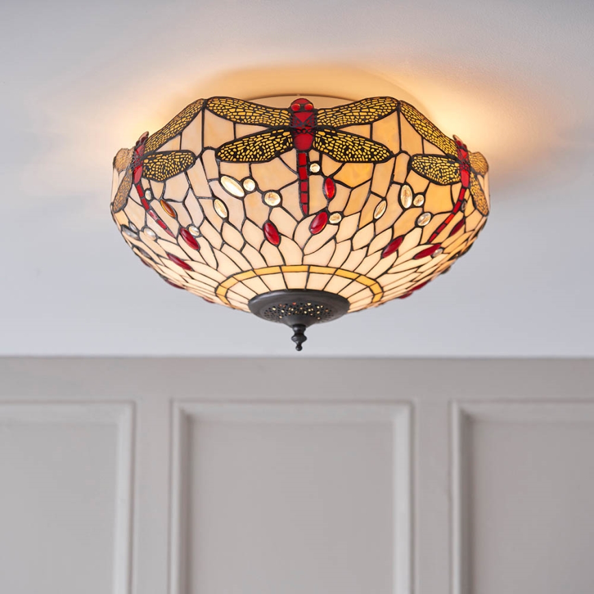 Endon 70723 - Lampa sufitowa Tiffany DRAGONFLY 2xE27/60W/230V, średnica 41 cm