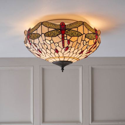 Endon 70723 - Lampa sufitowa Tiffany DRAGONFLY 2xE27/60W/230V, średnica 41 cm