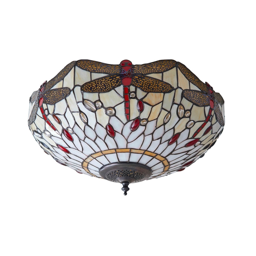Endon 70723 - Lampa sufitowa Tiffany DRAGONFLY 2xE27/60W/230V, średnica 41 cm