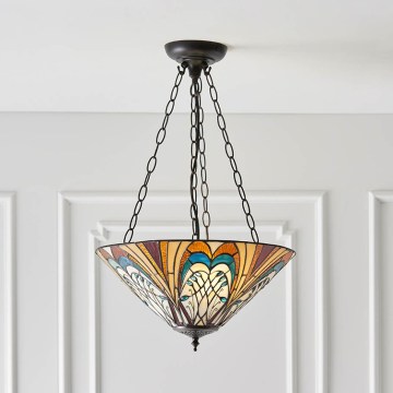Endon 70750 - Żyrandol na łańcuchu Tiffany HECTOR 3xE27/60W/230V, średnica 40 cm