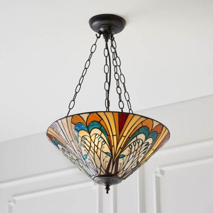 Endon 70750 - Żyrandol na łańcuchu Tiffany HECTOR 3xE27/60W/230V, średnica 40 cm
