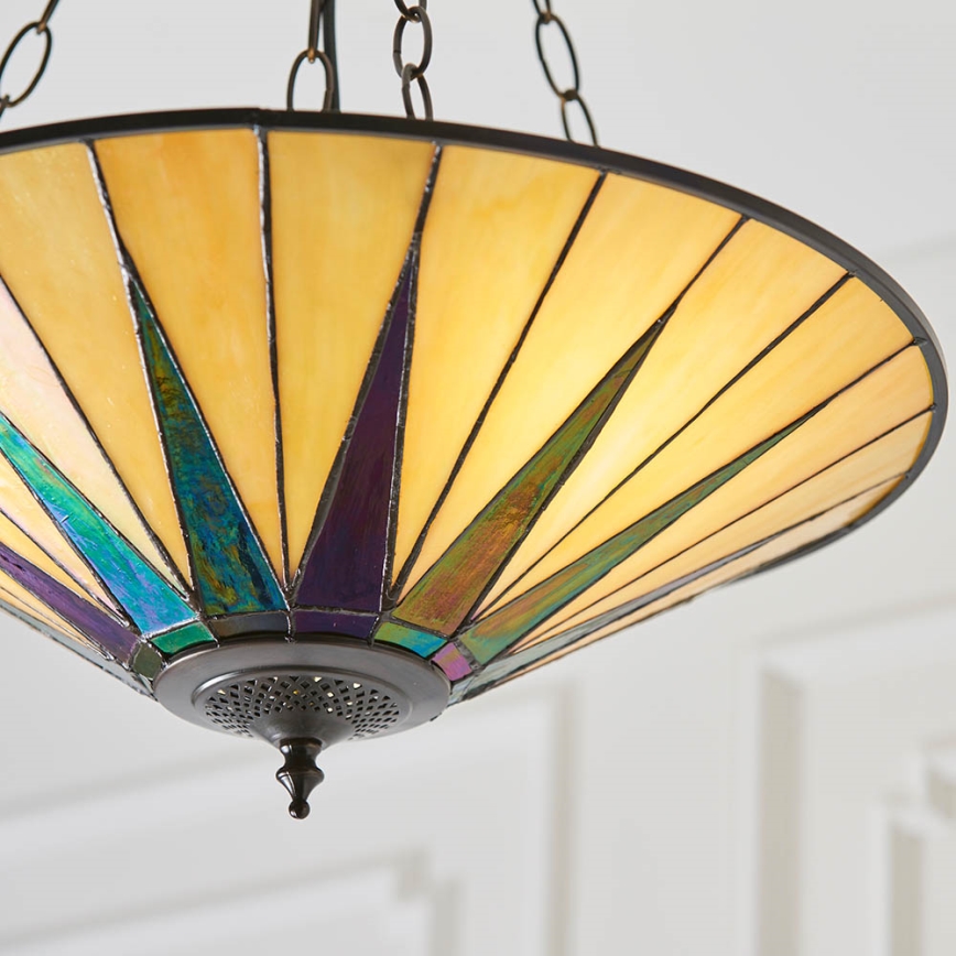 Endon 70754 - Żyrandol na łańcuchu Tiffany DARK STAR 3xE27/60W/230V Ø 49 cm