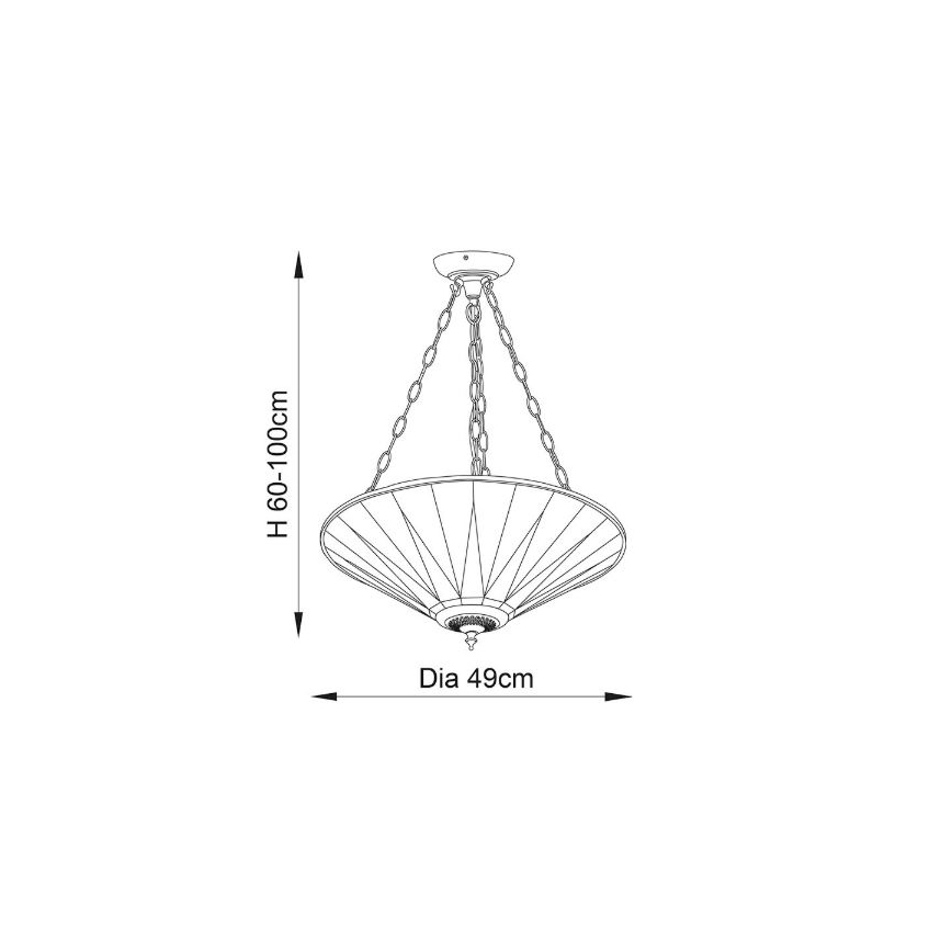 Endon 70754 - Żyrandol na łańcuchu Tiffany DARK STAR 3xE27/60W/230V Ø 49 cm