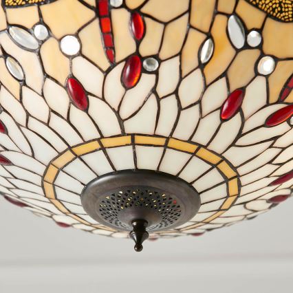 Endon 70759 - Żyrandol na łańcuchu Tiffany DRAGONFLY 3xE27/60W/230V średnica 41 cm