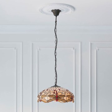 Endon 70824 - Żyrandol na łańcuchu Tiffany DRAGONFLY 3xE27/60W/230V śr. 41 cm