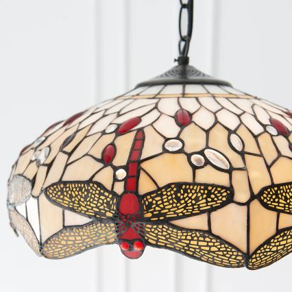 Endon 70824 - Żyrandol na łańcuchu Tiffany DRAGONFLY 3xE27/60W/230V śr. 41 cm