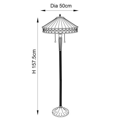 Endon 70936 - Lampa stojąca Tiffany FARGO 2xE27/60W/230V średnica 50 cm