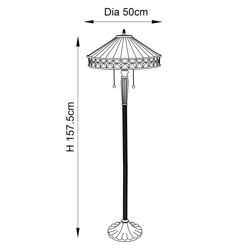 Endon 70936 - Lampa stojąca Tiffany FARGO 2xE27/60W/230V średnica 50 cm