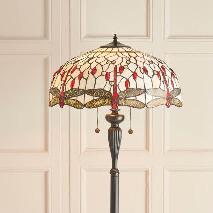 Endon 70940 - Lampa stojąca Tiffany DRAGONFLY 2xE27/60W/230V śr. 50 cm