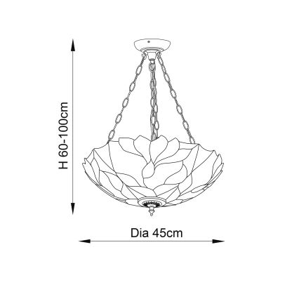 Endon 70946 - Żyrandol Tiffany BOTANICA na łańcuchu 3xE27/60W/230V śr. 45 cm