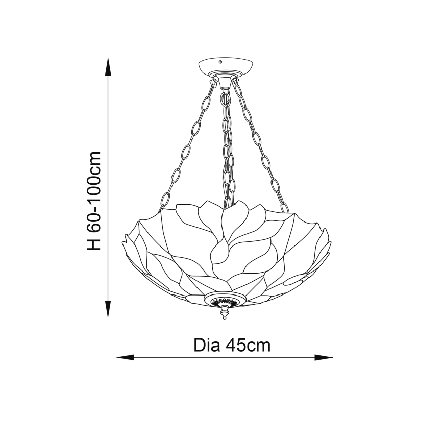 Endon 70946 - Żyrandol Tiffany BOTANICA na łańcuchu 3xE27/60W/230V śr. 45 cm