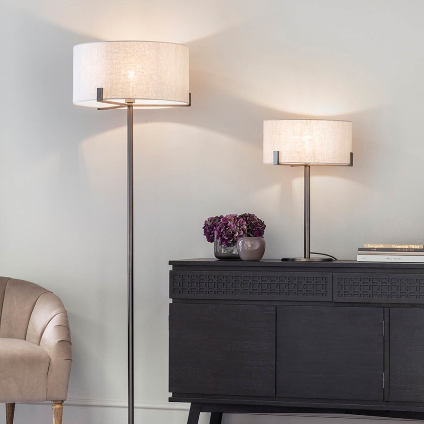 Endon 72634 - Lampa podłogowa HAYFIELD 1xE27/40W/230V brązowy/szary