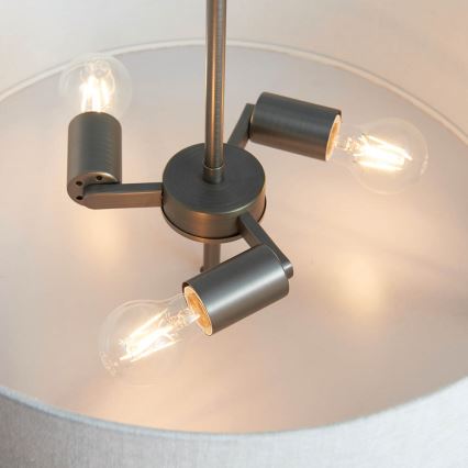 Endon 72635 - Żyrandol na drążku HAYFIELD 3xE27/40W/230V matowy chrom/szary