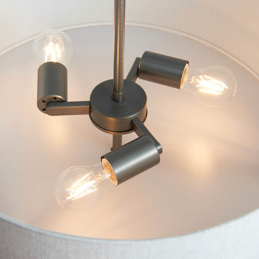 Endon 72635 - Żyrandol na drążku HAYFIELD 3xE27/40W/230V matowy chrom/szary