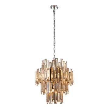 Endon 72744 - Kryształowy żyrandol na łańcuchu VIVIANA 12xE14/40W/230V chrom błyszczący/dymiony
