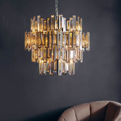 Endon 72746 - Żyrandol kryształowy na łańcuchu VIVIANA 15xE14/40W/230V chrom błyszczący/dymiony