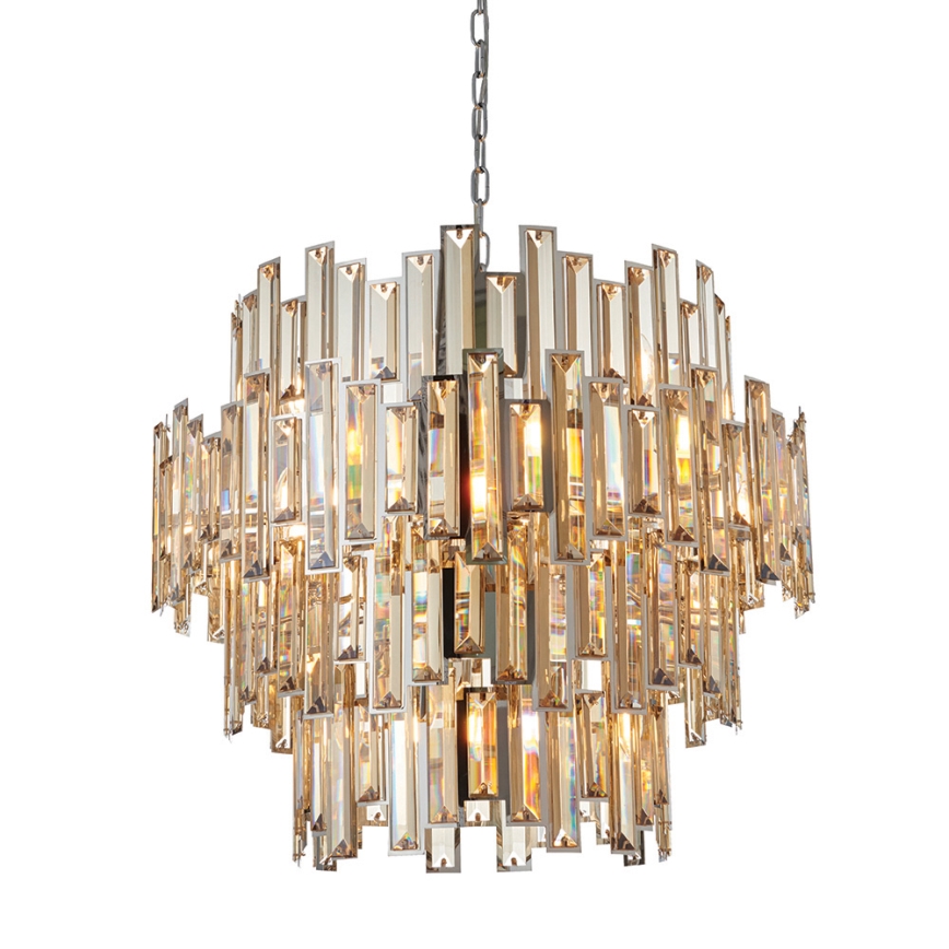 Endon 72746 - Żyrandol kryształowy na łańcuchu VIVIANA 15xE14/40W/230V chrom błyszczący/dymiony