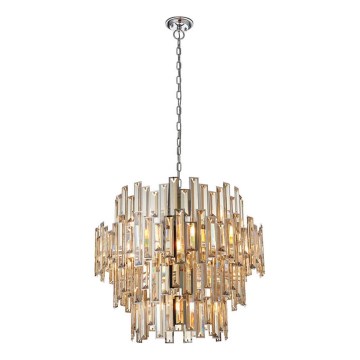 Endon 72746 - Żyrandol kryształowy na łańcuchu VIVIANA 15xE14/40W/230V chrom błyszczący/dymiony