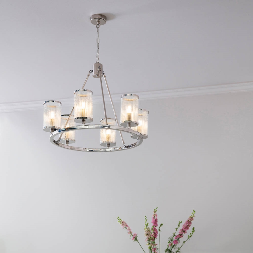 Endon 74128 - Żyrandol na łańcuchu EASTON 6xE14/6W/230V chrom błyszczący