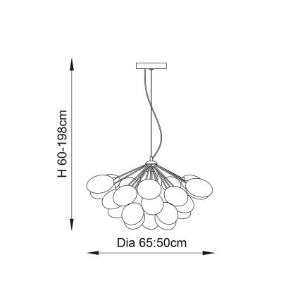 Endon 76450 - Żyrandol na linkach INFINITY 6xG9/28W/230V wielobarwny