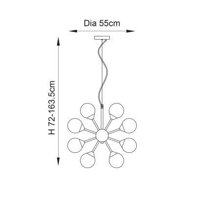 Endon 76499 - Żyrandol na linkach OSCAR 28xG9/18W/230V złoty