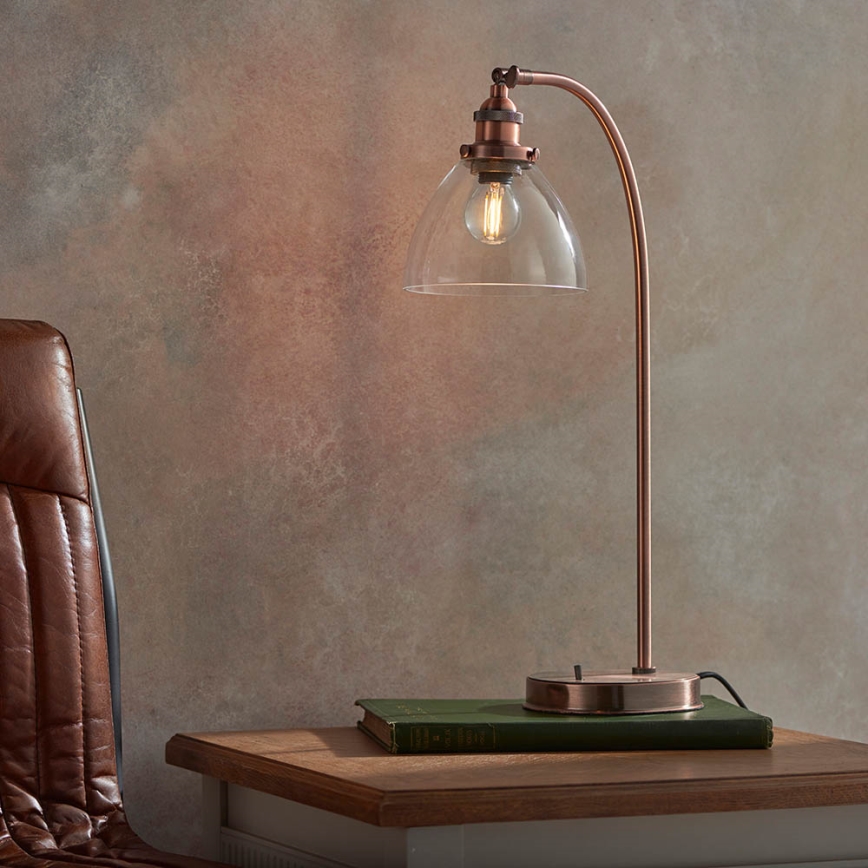 Endon 77861 - Lampa stołowa HANSEN 1xE27/40W/230V miedziany