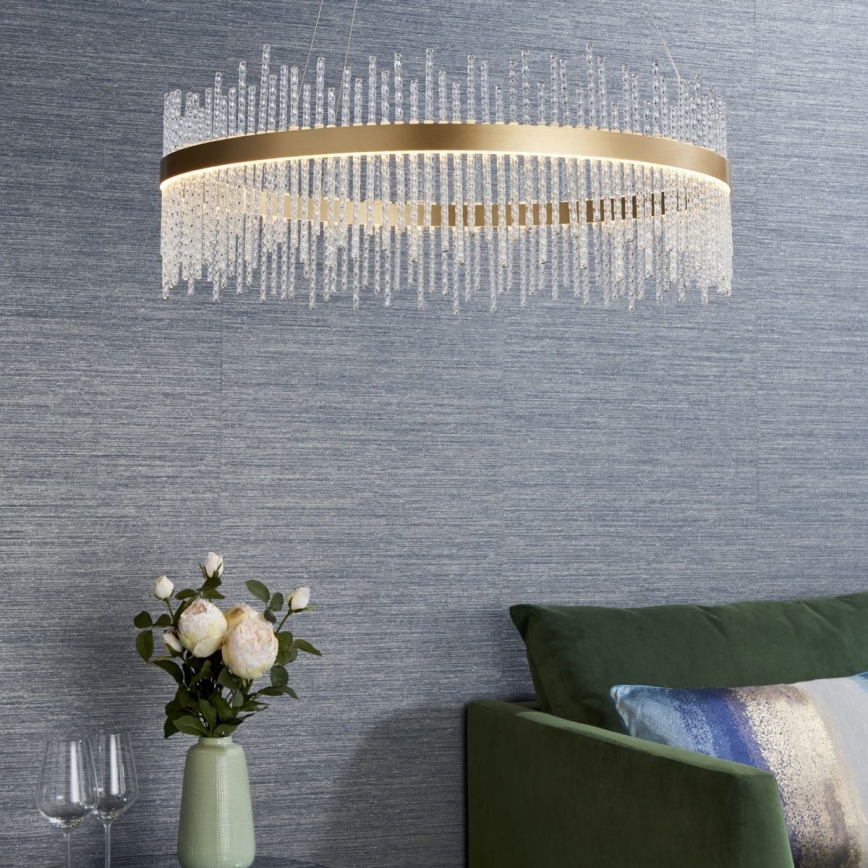 Endon 81908 - Regulowany żyrandol LED na linkach ADRIEL LED/58W/230V 3000K śr. 70 cm złoty/przezroczysty