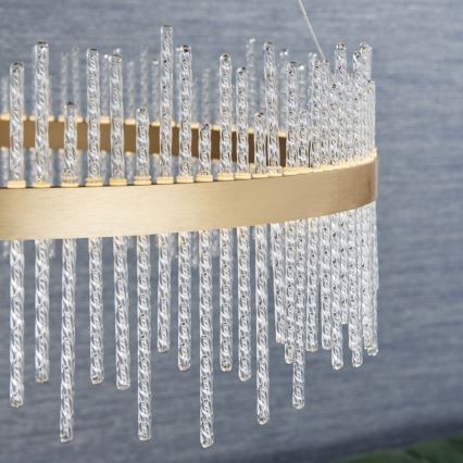 Endon 81908 - Regulowany żyrandol LED na linkach ADRIEL LED/58W/230V 3000K śr. 70 cm złoty/przezroczysty