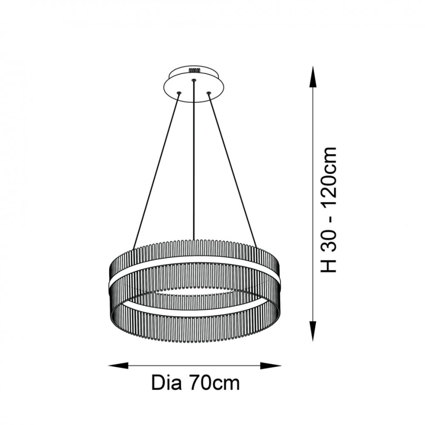 Endon 81908 - Regulowany żyrandol LED na linkach ADRIEL LED/58W/230V 3000K śr. 70 cm złoty/przezroczysty