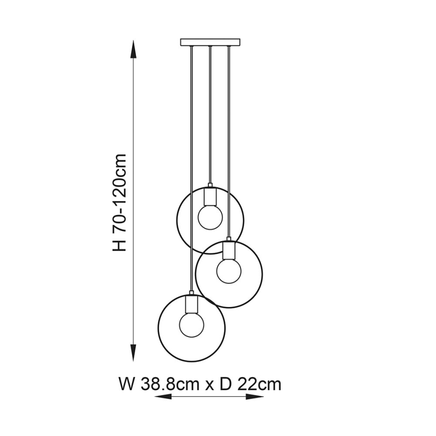 Endon 81922 - Żyrandol na linkach HOOP 3xE27/40W/230V złoty/miedziany/chrom matowy